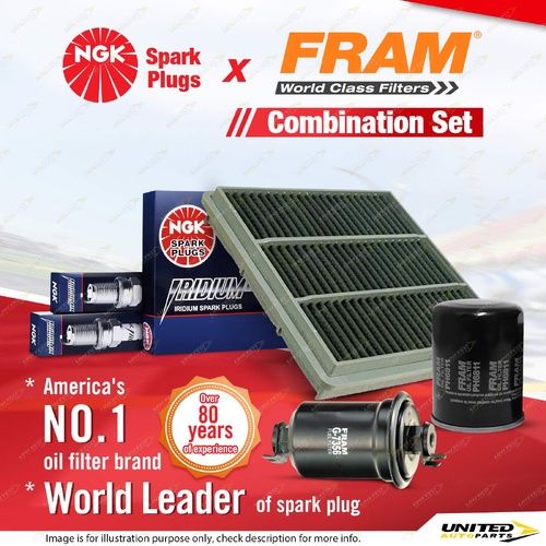 NGK Iridium IX Spark Plugs Fram Filter Service Kit for Mitsubishi Pajero NH 3.0L