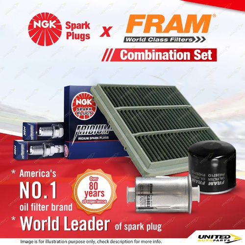 NGK Iridium IX Spark Plugs Fram Filter Service Kit for Mitsubishi Triton MK 3.0L