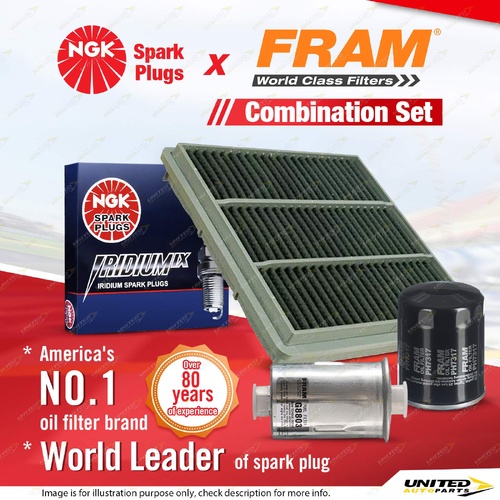 NGK Iridium IX Spark Plugs Fram Filter Service Kit for Mitsubishi Triton MK 2.4L