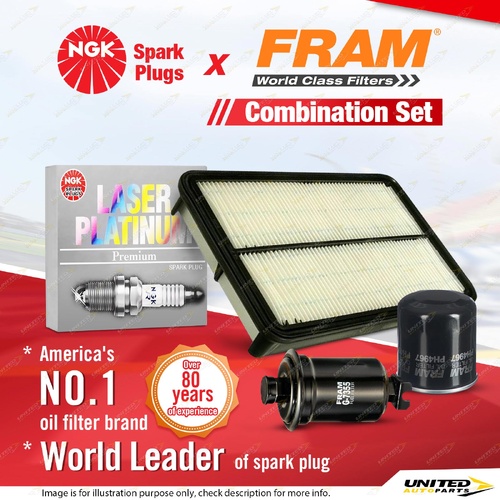 NGK Platinum Spark Plugs + Fram Filter Kit for Toyota Camry SXV20R 2.2L LPG