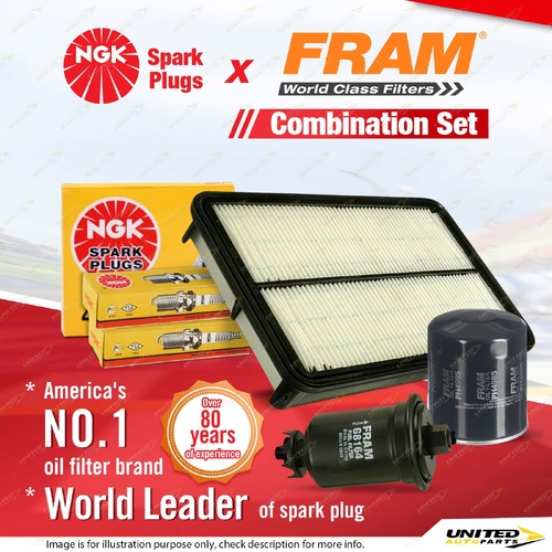 NGK Standard Spark Plugs + Fram Filter Service Kit for Toyota Vienta VCV10 3.0L