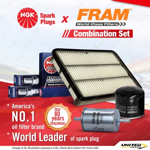 NGK Iridium IX Spark Plugs + Fram Filter Kit for Holden Jackaroo UBS25 3.2L