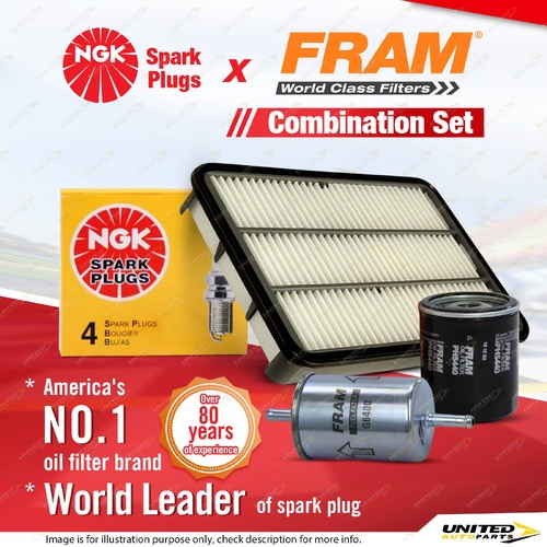 NGK Standard Spark Plugs + Fram Filter Service Kit for Holden Rodeo TF TFR2 TFR9