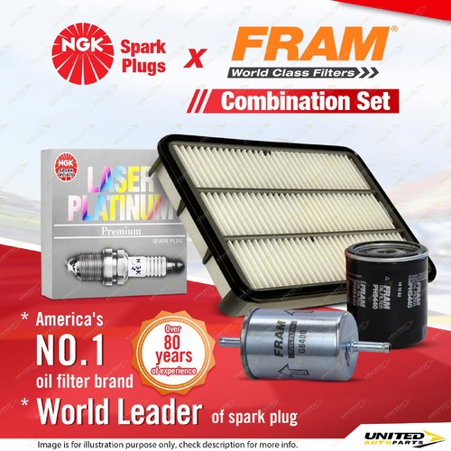 NGK Platinum Spark Plugs + Fram Filter Service Kit for Holden Frontera MX 2.2L