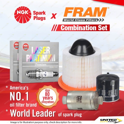 NGK Laser Platinum Spark Plugs + Fram Filter Service Kit for Ford Falcon AU 5.6L