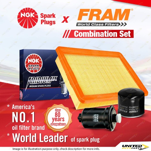 NGK Iridium IX Spark Plugs + Fram Filter Kit for Hyundai Coupe RD Lantra KW