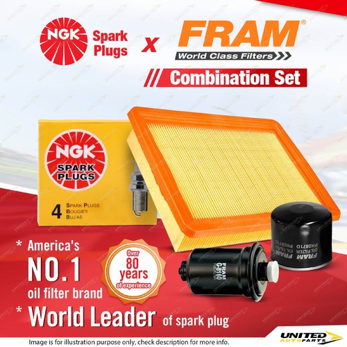 NGK Standard Spark Plugs Fram Filter Service Kit for Hyundai Coupe RD Lantra KW