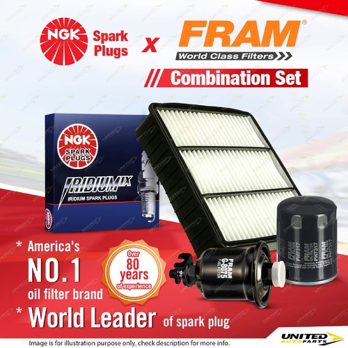 NGK Iridium IX Spark Plugs + Fram Filter Kit for Mitsubishi Lancer Mirage CE