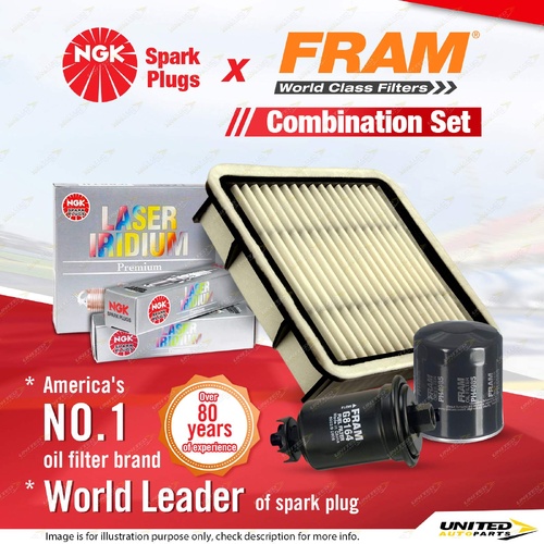 NGK Iridium Spark Plugs + Fram Filter Service Kit for Lexus Gs300 JZS160R 3.0L