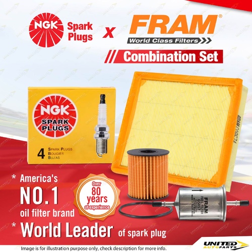 NGK Standard Spark Plugs + Fram Filter Service Kit for Peugeot 206 CC 1.6L