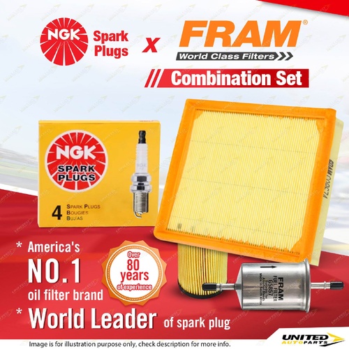 NGK Standard Spark Plugs + Fram Filter Service Kit for Citroen Xsara N7 1.6L