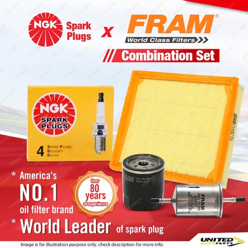 NGK Standard Spark Plugs + Fram Filter Service Kit for Citroen Xsara N6 1.6L
