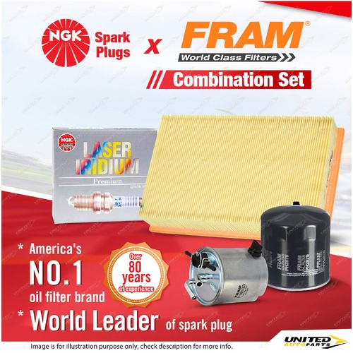 NGK Iridium Spark Plugs + Fram Filter Service Kit for Nissan Pathfinder R51 2.5L