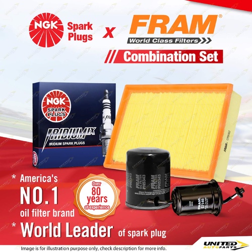 NGK Iridium IX Spark Plugs + Fram Filter Service Kit for Ford Econovan JH 2.0L