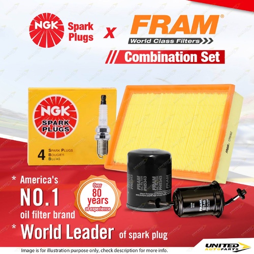 NGK Standard Spark Plugs + Fram Filter Service Kit for Ford Econovan JH 1.8L 2.0