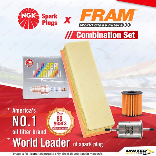 NGK Laser Iridium Spark Plugs + Fram Filter Service Kit for Peugeot 207 CC 1.6L