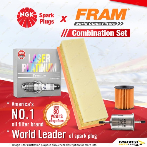 NGK Laser Platinum Spark Plugs + Fram Filter Service Kit for Peugeot 207 CC 1.6L