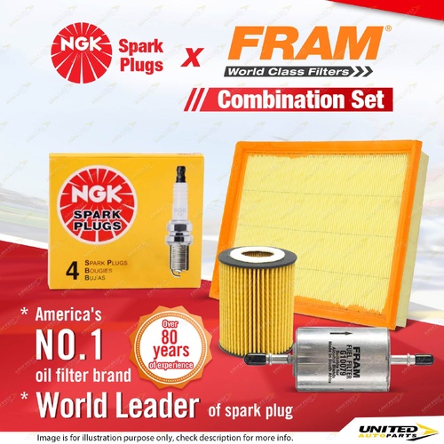 NGK Standard Spark Plugs + Fram Filter Service Kit for Holden Barina XC Combo XC