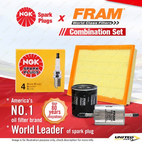 NGK Standard Spark Plugs + Fram Filter Service Kit for Holden Combo Tigra XC