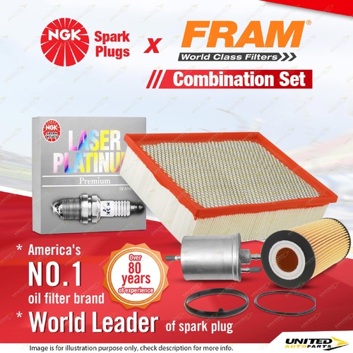 NGK Laser Platinum Spark Plugs + Fram Filter Service Kit for Audi A4 B7 BUL BGB
