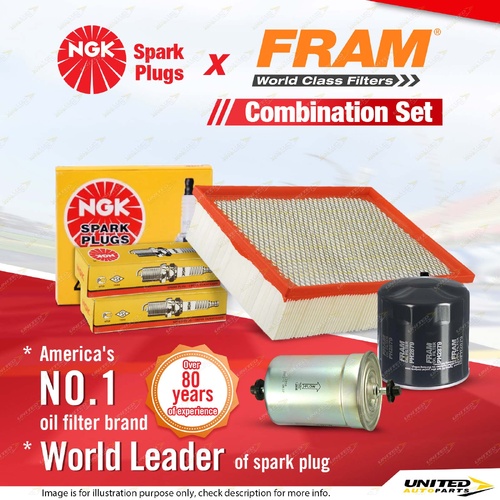 NGK Standard Spark Plugs + Fram Filter Service Kit for Audi A4 B6 2.4L 3.0L