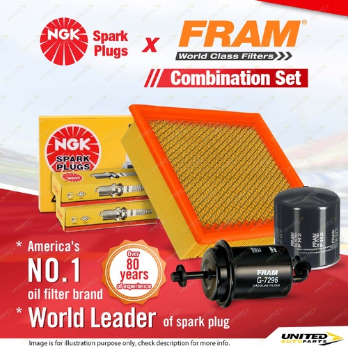 NGK Standard Spark Plugs + Fram Filter Service Kit for Ford Courier PH 4.0L