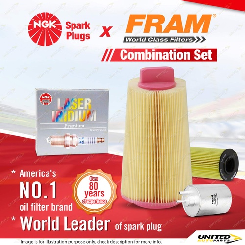 NGK Iridium Spark Plugs + Fram Filter Kit for Mercedes Benz C230K CL203 1.8L