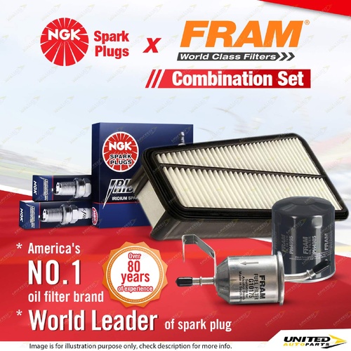 NGK Iridium IX Spark Plugs + Fram Filter Service Kit for Toyota Hilux GGN15R 25R
