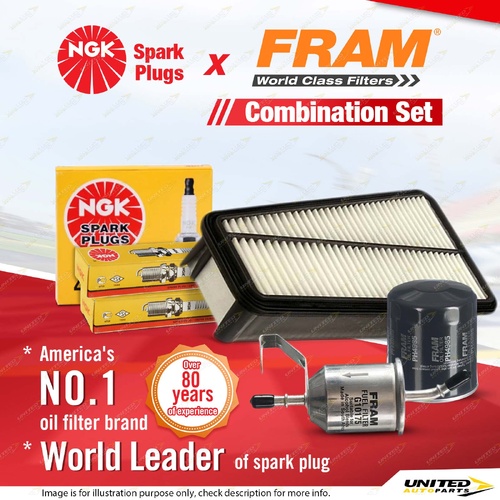 NGK Standard Spark Plugs + Fram Filter Service Kit for Toyota Hilux GGN15 GGN25