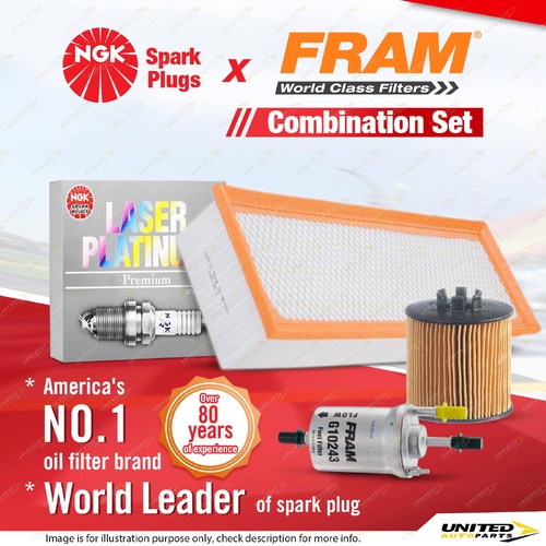 NGK Platinum Spark Plugs + Fram Filter Service Kit for Volkswagen Golf Mk V 1.4L