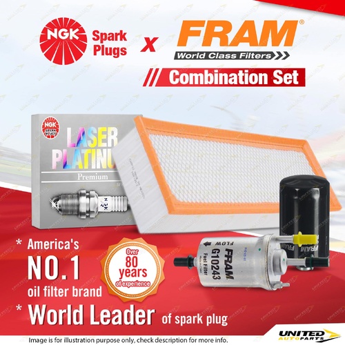 NGK Platinum Spark Plugs + Fram Filter Kit for VW Eos 1F Golf Mk VI Jetta 1K
