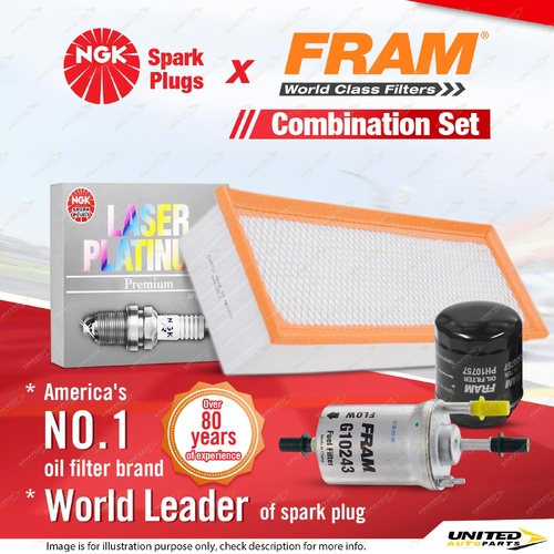 NGK Platinum Spark Plugs + Fram Filter Service Kit for Volkswagen Jetta 1K 1.4L