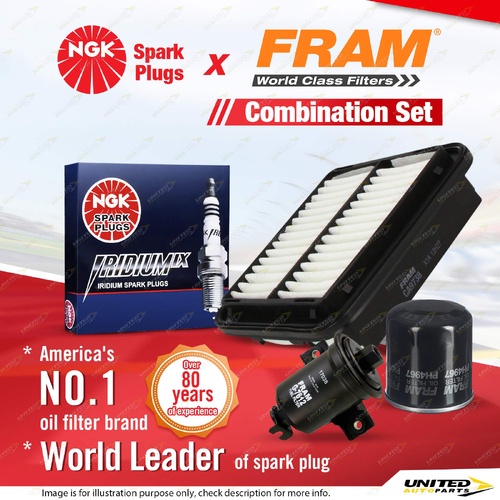 NGK Iridium IX Spark Plugs + Fram Filter Service Kit for Toyota Starlet EP91 1.3