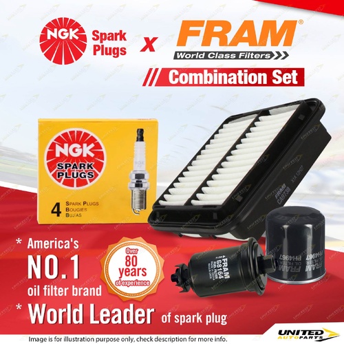 NGK Standard Spark Plugs + Fram Filter Service Kit for Toyota Paseo EL44R 1.5L