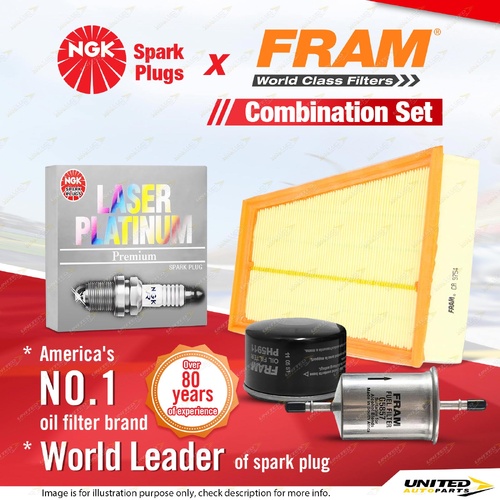 NGK Platinum Spark Plugs + Fram Filter Service Kit for Renault Megane X84T 2.0L