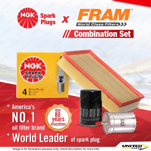 NGK Standard Spark Plugs + Fram Filter Kit for Volkswagen Transporter T5 2.0L