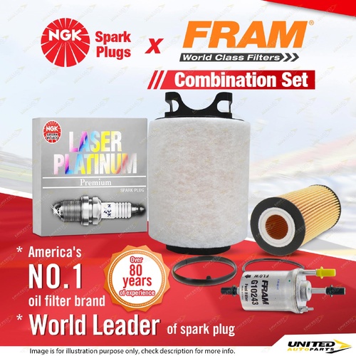 NGK Platinum Spark Plugs + Fram Filter Kit for Volkswagen Golf Mk V Jetta 1K