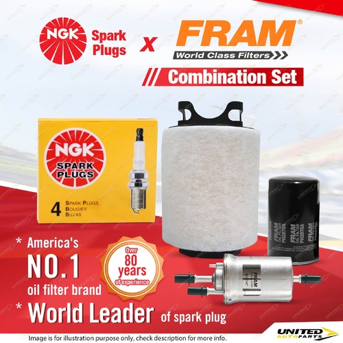 NGK Standard Spark Plugs + Fram Filter Service Kit for Volkswagen Caddy 2K BSE