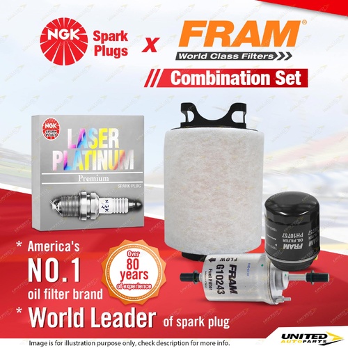 NGK Laser Platinum Spark Plugs + Fram Filter Service Kit for Audi A3 8P 1.4L