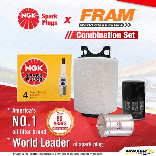 NGK Standard Spark Plugs + Fram Filter Kit for Volkswagen Golf Mk V 1.6L BGU