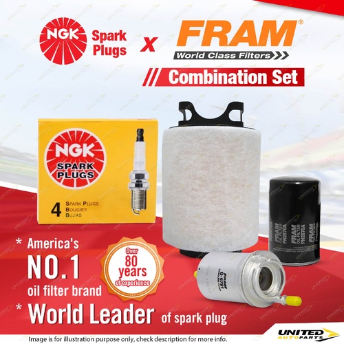 NGK Standard Spark Plugs + Fram Filter Service Kit for Audi A3 8P 1.6L 04-05