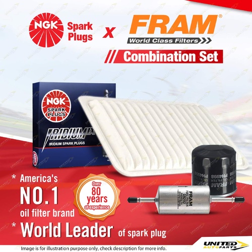 NGK Iridium IX Spark Plugs + Fram Filter Service Kit for Mazda 2 DY 1.5L
