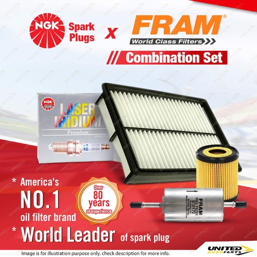 NGK Laser Iridium Spark Plugs + Fram Filter Service Kit for Mazda 3 BK 2.0 06-09