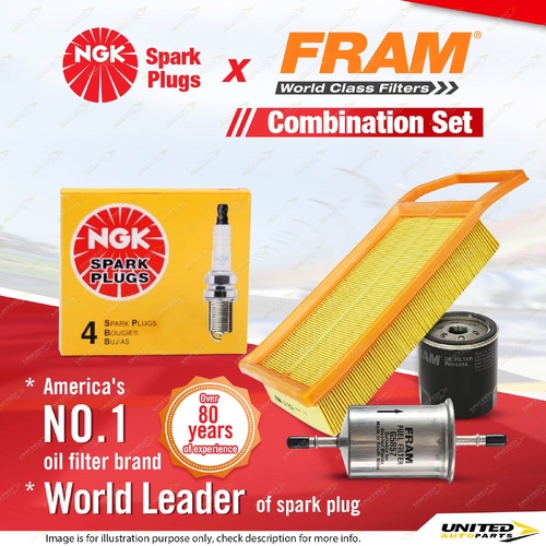 NGK Standard Spark Plugs + Fram Filter Service Kit for Peugeot 407 ST 2.2L