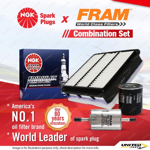 NGK Iridium IX Spark Plugs + Fram Filter Service Kit for Holden Rodeo RA 2.4L