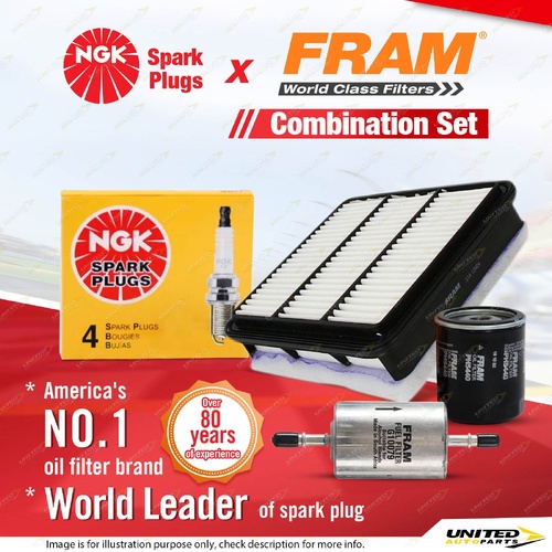 NGK Standard Spark Plugs + Fram Filter Service Kit for Holden Rodeo RA 2.4L LPG