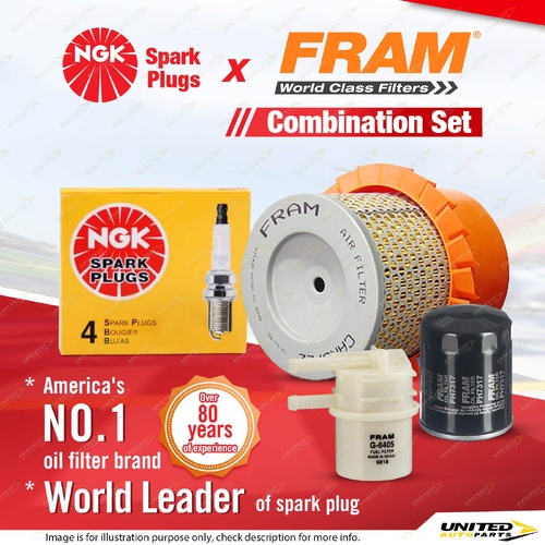 NGK Standard Spark Plugs + Fram Filter Kit for Mitsubishi Starwagon SJ 2.0L