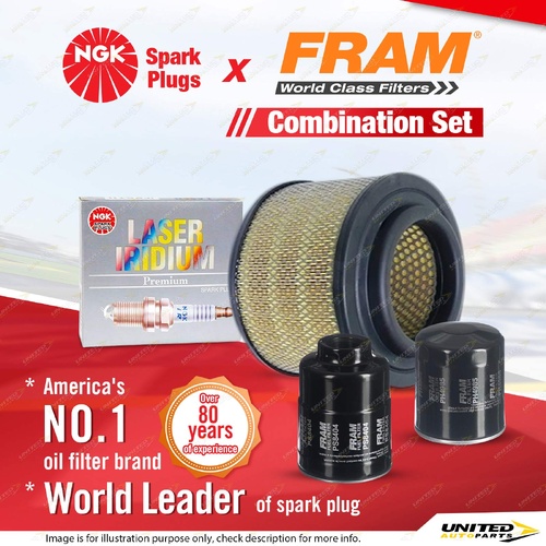 NGK Iridium Spark Plugs + Fram Filter Service Kit for Ford Ranger PJ PK 2.5L