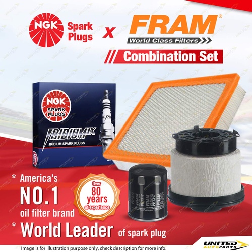 NGK Iridium IX Spark Plugs Fram Filter Service Kit for Mitsubishi Triton MQ 2.4L