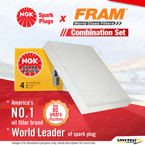 NGK Standard Spark Plugs & Fram Cabin Air Filter for Volkswagen Transporter T5